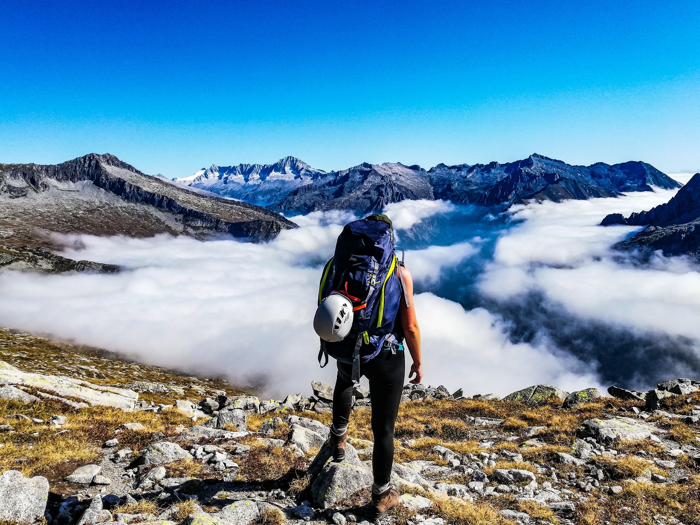 girl mountains clouds